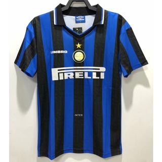 เสื้อกีฬาแขนสั้น ลายทีมชาติฟุตบอล Inter Milan 97 98 Inter S-2XL ชุดเหย้า AAA คุณภาพสูง