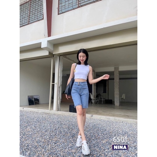 NN-ST  6501 กางเกงยีนส์ขาสามส่วนผ้ายืดหยุ่นงานดี  แต่งขอบยื่นกระดุมทองเอวสูงปรี๊ด เก็บทรงเก็บ ราคา ถูกที่สุด ดีลบีเคเค แกลเลอรีภาพที่ 8