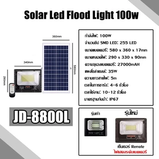 JD ของแท้!!ไฟสปอตไลท์โซล่าเซลล์ รุ่น L-SERIES 25W 40W 60W 100W 200W 300W กันน้ำ IP67