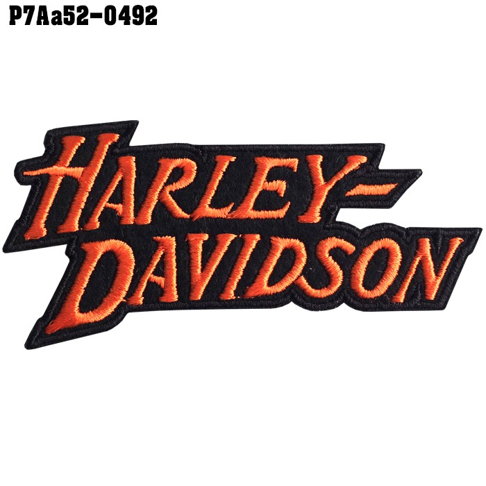 อาร์มติดเสื้อ HARLEY DAVIDSON อาร์มHARLEY อาร์มฮาเล่ย์ อาร์มติดเสื้อฮาเลย์ สีส้มขาว สินค้าผลิตในประเ