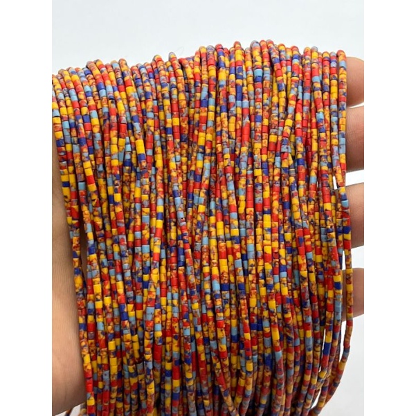 หินหลากสี 1 เส้น เม็ดขนาด 2.1 มม. อะไหล่ร้อยเครื่องประดับ อะไหล่ร้อยสร้อย Multi Stone Tube Seed Heishi Beads Jewelry