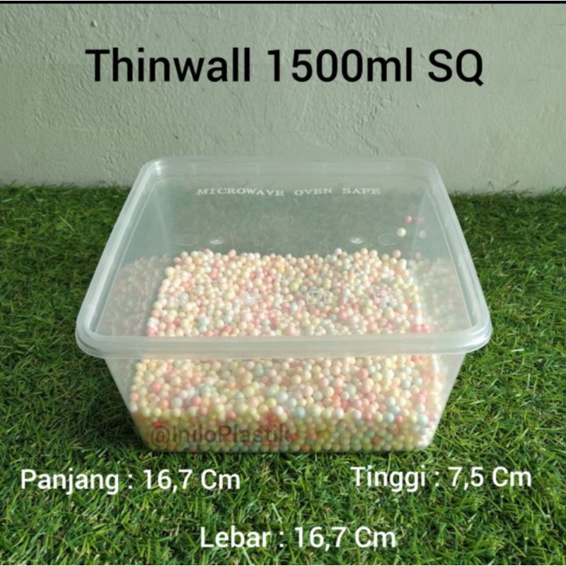 Thinwal DM 1500ml SQ / Thinwall กล่องพลาสติก 1500 ml @1 แพ็ค