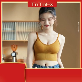 Tube top bra กับแผ่นหน้าอกเสื้อกั๊ก suspenders ชุดชั้นในนักเรียนหญิงร้อนสไตล์ห่อหน้าอกกีฬาด้ายรูปตัวยู Kakamei กลับ