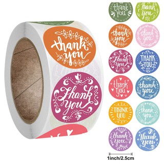 Thank you Sticker สติ้กเกอร์ขอบคุณ สติ้กเกอร์ Thank you ขนาด 2.5 cm 1 ม้วน มี 500 ดวง