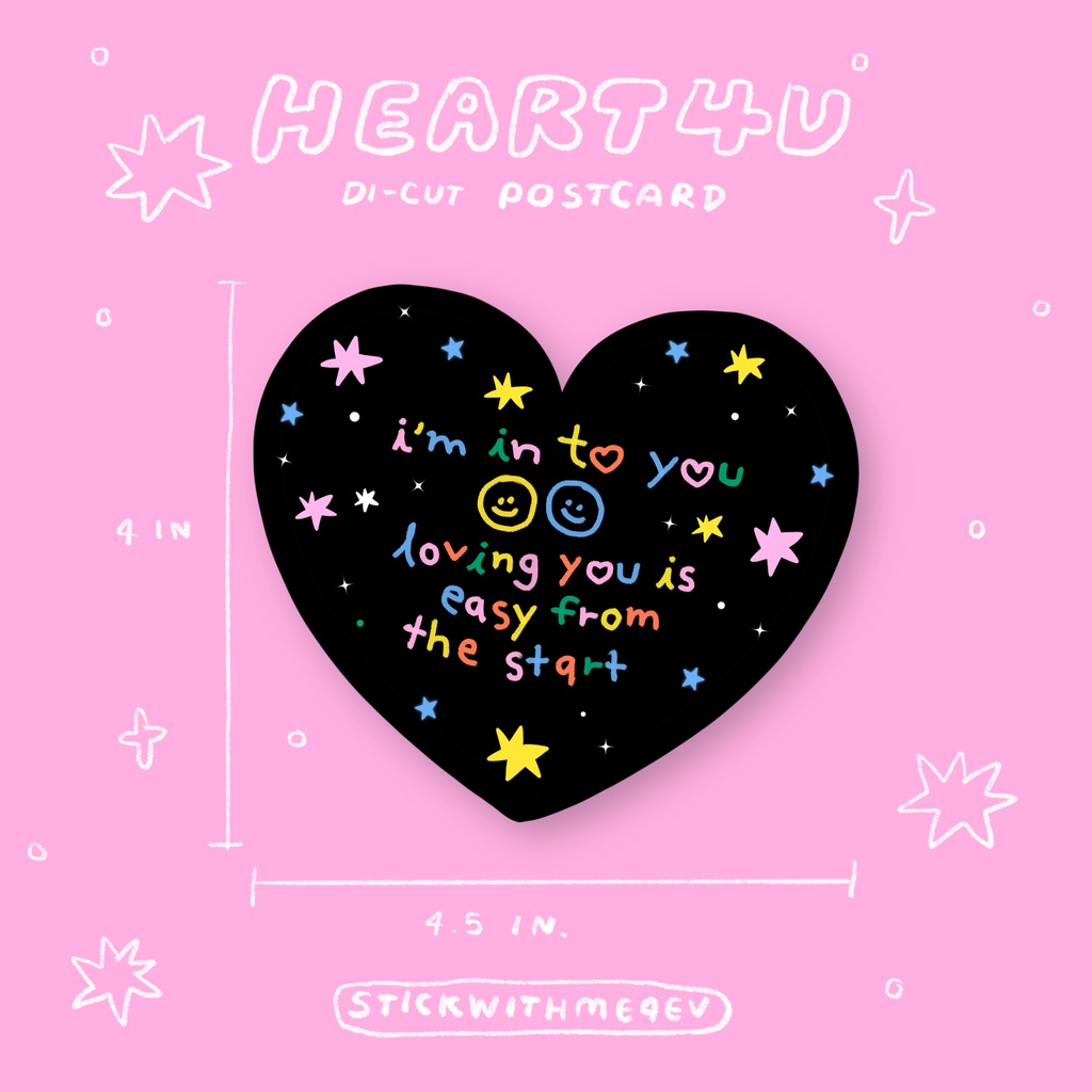 Heart4u dicut heart postcard โปสการ์ดไดคัท รูปหัวใจข้อความน่ารักหวานๆ | Stickwithme4ev