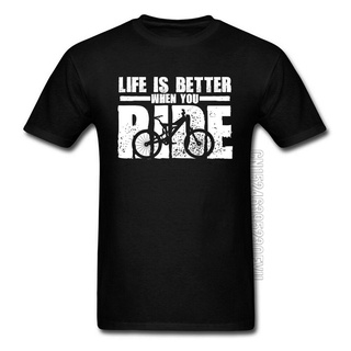 ถูกสุดๆเสื้อยืดผ้าฝ้าย คอกลม พิมพ์ลายจักรยานเสือภูเขา Rider Cal life is More More From riding or neck สําหรับผู้ชายรหัสเ