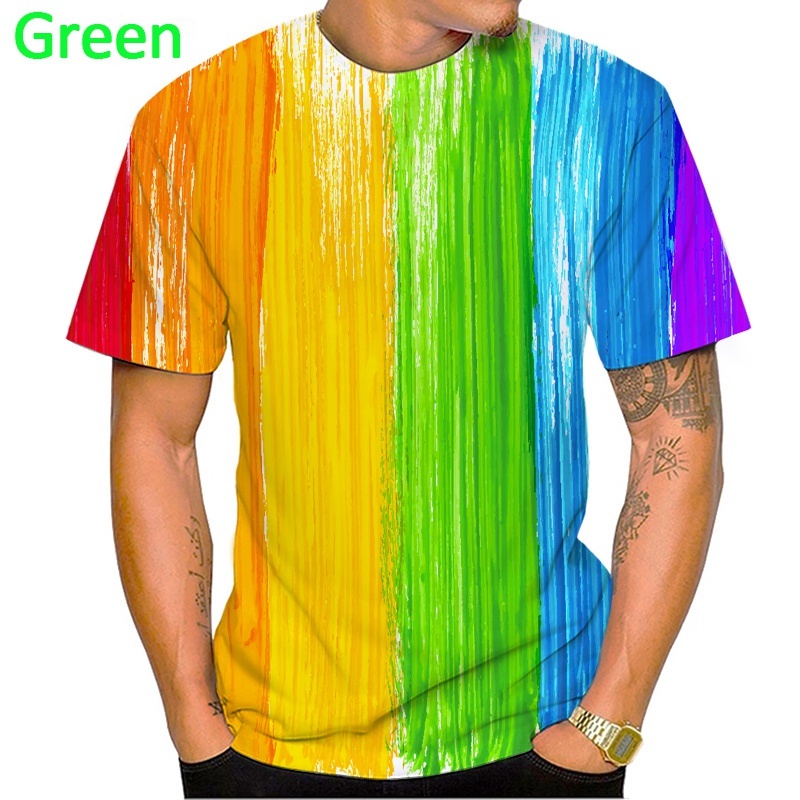 ใหม่ เสื้อยืดลําลอง แขนสั้น คอกลม พิมพ์ลายธง Lgbt สีรุ้ง 3d Lesbian Gay