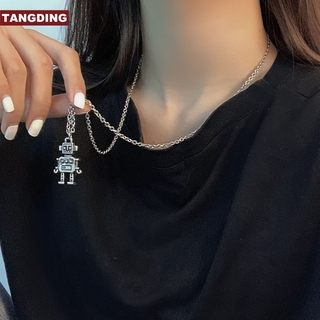 【COD Tangding】Retro Old Mini Robot Clavicle Choker Jewellery Men and Women Tide Jump Hip Hop Necklaces Pendants