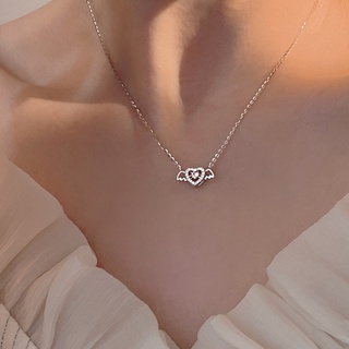 Fashion New Korean Cupid Heart Necklace Female Ins Niche Angel Necklace Literary Wild Collarbone Pendant Necklace