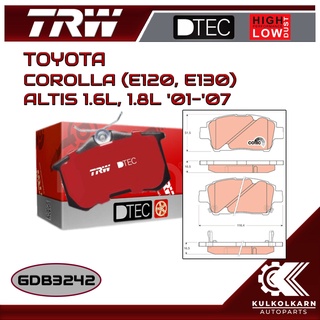 ผ้าเบรคหน้า TRW สำหรับ COROLLA (E120, E130) ALTIS 1.6L, 1.8L 01-07 (GDB3242)