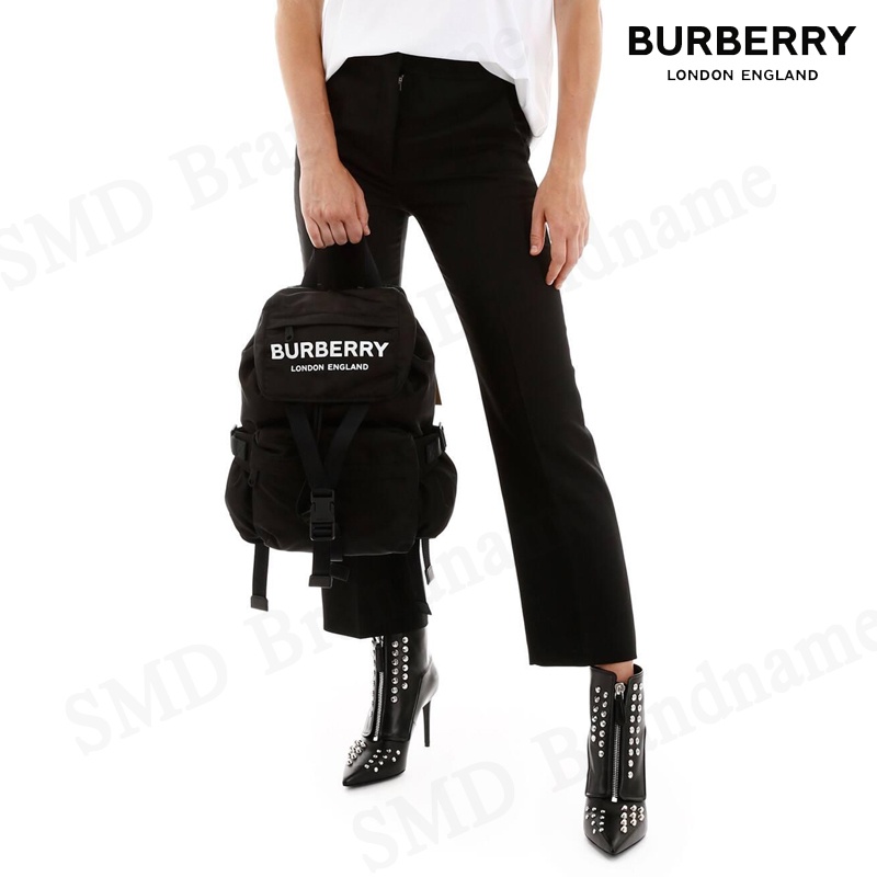 BURBERRY กระเป๋าเป้ รุ่น BURBERRY SM Wilfin Logo Printed Backpack - Womens  - Black Code: 8014130 1 | Shopee Thailand