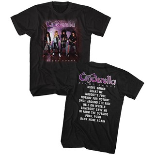 คอลูกเรือเสื้อยืดแฟชั่น cinderella rock band สีดําS-5XL