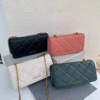 กระเป๋า CHARLES &amp; KEITH CHAIN HANDLE QUILTED LONG WALLET งาน Outlet แท้ 💯