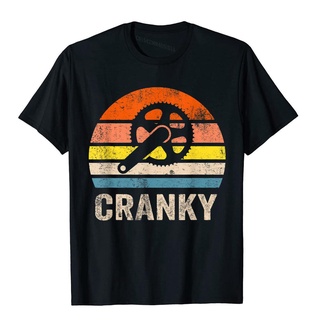 เสื้อขาว - Cranky วินเทจ Sun จักรยานคนรักขี่จักรยานบ้าเสื้อยืดบุรุษท็อปส์ซูเสื้อยืดเสื้อยืดออกแบบฟิ