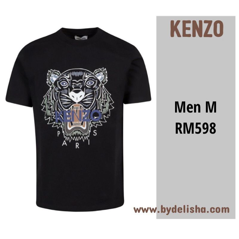 Kenzo Men M เสื้อยืดสีดํา Kenzo Paris Tiger Logo