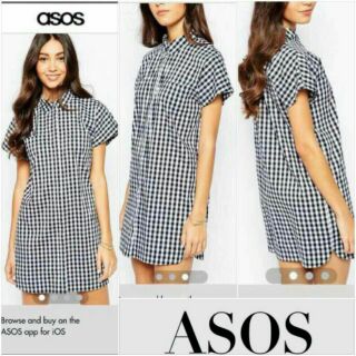 ASOS Shirt Dress เชิ้คเดรสแขนสั้นลายตาราง ผ้าดี ทรงสวยใส่สบายๆ󾮟🏻󾬐 สินค้าใหม่ชนเวปอังกฤษ