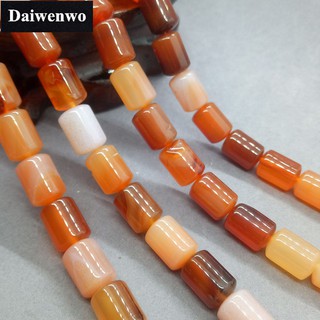 ลูกปัดถังอาเกตสีแดงแยกหินธรรมชาติ DIY สำหรับสร้อยข้อมือ 10 * 14 มม. Natural red agate bucket beads