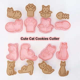 HERA🍪แมว พิมพ์คุกกี้ แม่พิมพ์คุกกี้ พิมพ์ทาร์ตสับปะรด อุปกรณ์ทำขนม เกาหลี Cute Cat Cookie Cutter Cookies Mold Bakeware