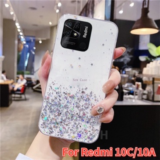 เคสโทรศัพท์มือถือซิลิโคน TPU ใส แบบนิ่ม ลายกากเพชร สําหรับ Xiaomi Redmi 10C 10A 10 C 9 9A 9C 10X Pro 10XPro 5G