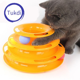 B03 Cat Toy/ของเล่นแมว รางบอลทาวเวอร์ 3ชั้น สีส้มPlastic Three Levels Tower Tracks Cat Toy Amusement Shelf Play Station