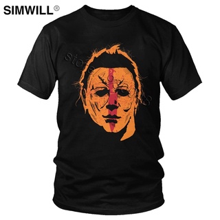 เสื้อยืดครอปเสื้อยืดคอกลม ผ้าฝ้าย 100% พิมพ์ลาย Michael Myers แฟชั่นสําหรับผู้ชายS-5XL