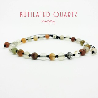 สร้อยข้อมือเชือกถักหินไหมห้าสี Rutilated Quartz 5 colours Freesize Wristlet