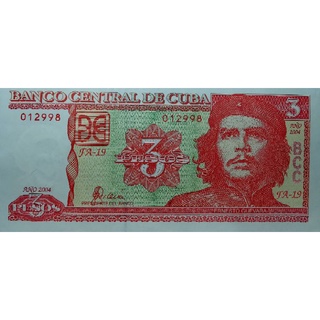 แบงก์​สะสม​ คิวบา Cuba, 3 Pesos, (รุ่น Che Guevara), B317T, ไม่​ผ่าน​ใช้​ UNC