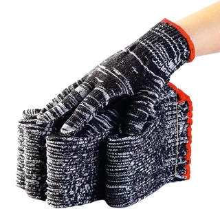 ถุงมือผ้าทอ บรรจุ1โหล(12 คู่) ราคาถูก ถุงมือผ้าฝ้าย ใส่ทำงาน ยกของ ก่อสร้าง