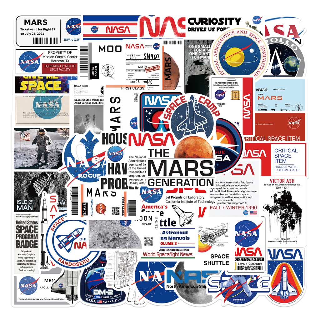 💥พร้อมส่ง💥ลายการ์ตูนอะนิเมะ NASA CARTOON MARS 50แผ่น กันน้ำ สติ๊กเกอร์ ใช้ซ้ำได้ USA STICKE