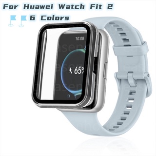 2in1 ฟิล์ม + เคส PC สําหรับ Huawei Watch Fit / Fit 2 / Honor ES เคสป้องกันกระจก แบบเต็มจอ