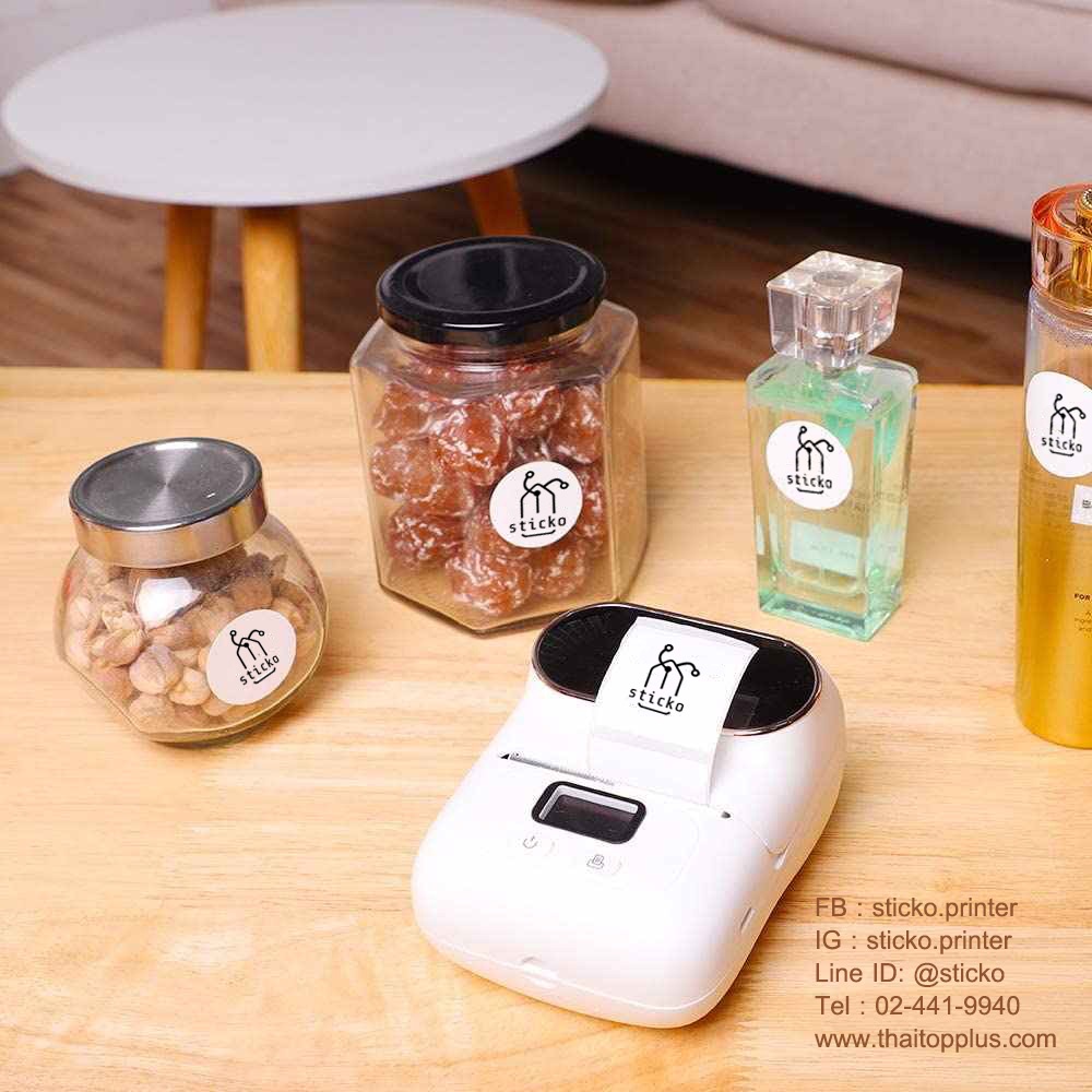 sticko M110 สีขาว เครื่องปริ้นบาร์โค้ดพกพาไร้สาย Thermal Printer ปริ้นบลูทูธ Mini Sticker Printer - รูปที่ 7