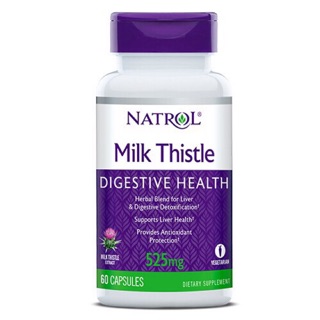 บำรุงตับ ล้างสารพิษตับ ช่วยย่อย ลดท้องอืด Natrol, Milk Thistle, 525 mg, 60 Capsules silymarin มิลค์ ทิสเทิล