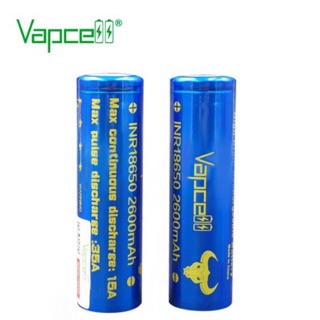 Vapcell INR18650 2600mAh 3.7V 2ก้อน blue พร้อมกระเป๋าใส่ถ่าน