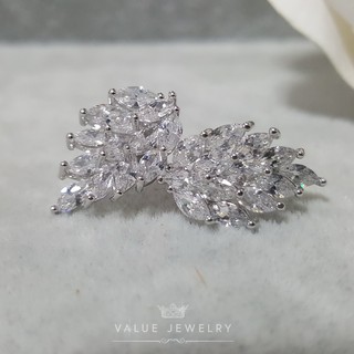 ER1018 Value Jewelry ต่างหูแฟชั่นประดับเพชร CZ (White gold plated)