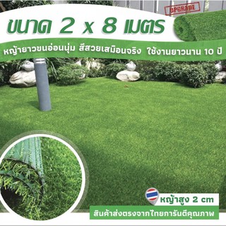 SF หญ้าเทียม เกรด AAA หญ้าเทียมใบ 2cm กัน UV คุณภาพดี ขนาด 2x8 เมตร 14เข็ม Artificial grass