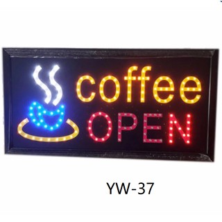 ป้ายไฟLED Coffee OPEN ป้ายไฟสำเร็จรูป ขนาด48*25 ซม. อักษร ตกแต่งหน้าร้านกาแฟ LED SIGN ข้อความ