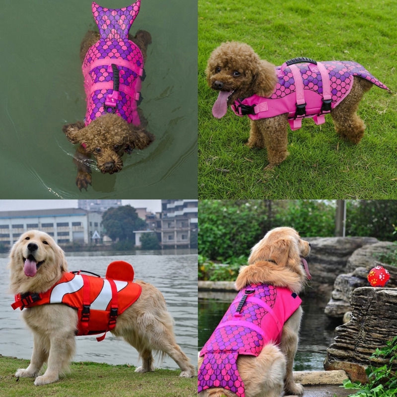 สัตว์เลี้ยงสุนัขเสื้อว่ายน้ำชีวิตความปลอดภัยเสื้อกั๊กชีวิตเสื้อกั๊กแฟชั่นสัตว์เลี้ยงชุดว่ายน้ำสุนัข ajZ3