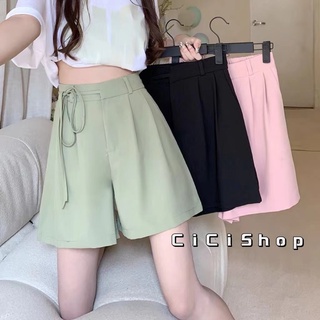 cicishop(269)กางเกงขาสั้นตะขอหน่า ดีเทลเก๋สายผูกโบว์เอว ทรงบอย ใส่ทำงานหรือจับแมทซ์ได้ง่ายๆเข้าทุกลุค