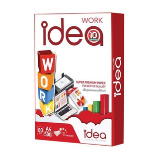 กระดาษถ่ายเอกสาร A4 80 แกรม 500 แผ่น 1 รีม ไอเดียร์ เวิร์ค idea WORK