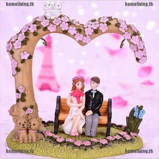 【homeliving】ฟิกเกอร์คู่รัก รูปโนม เก้าอี้ ขนาดเล็ก สําหรับตกแต่งสวน 1 คู่