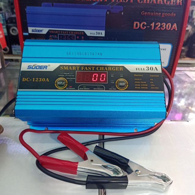 SUOER DC-12v 30A หม้อแปลงชาร์จแบตเตอรี่ เครื่องชาร์จแบตเตอรี่ สลายซันเฟสและฟื้นฟูเเบตเตอรี่ พร้อมกัน