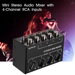 mini stereo audio mixer กับ 4 - channel rca inputs อุปกรณ์ควบคุมระดับเสียงโลหะ