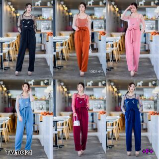 Jumpsuit จั๊มสูทสายเดี่ยวเย็บติดเสื้อคลุมตัวนอก