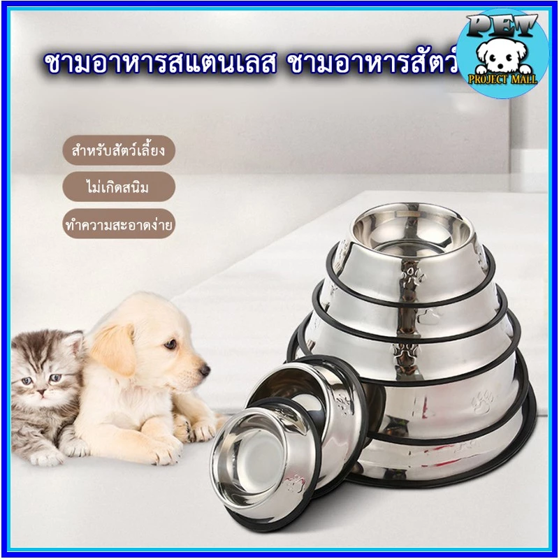 PP-015 ชามอาหารสแตนเลสสำหรับสัตว์เลี้ยง เหมาะสำหรับสุนัขและแมว ถ้วยอาหารคุณภาพดี