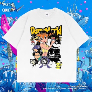 เสื้อยืดโอเวอร์ไซส์เสื้อยืด โอเวอร์ไซซ์ พิมพ์ลาย Pokemon Psycho Crucify | สีขาว | เสื้อยืด ขนาดใหญ่ | สไตล์วินเทจ | เสื้