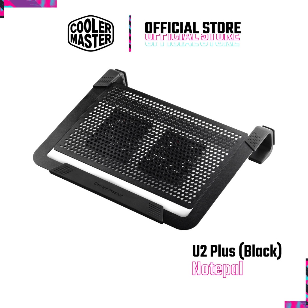 Cooler master Notepal U2 PLUS/BLACK/TWO FAN สีดำ (ที่วางโน๊ตบุ๊ค)
