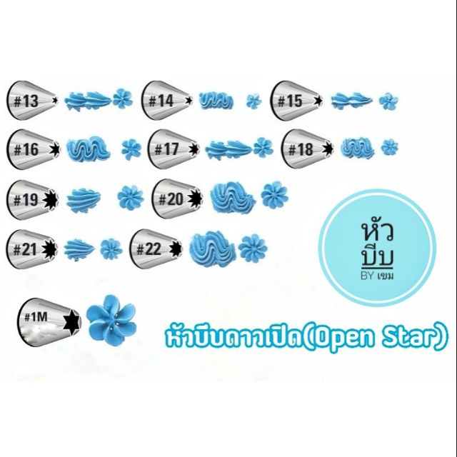 หัวบีบเกาหลี​แบบดาวเปิด(เลือกซื้อตามเบอร์ได้)​