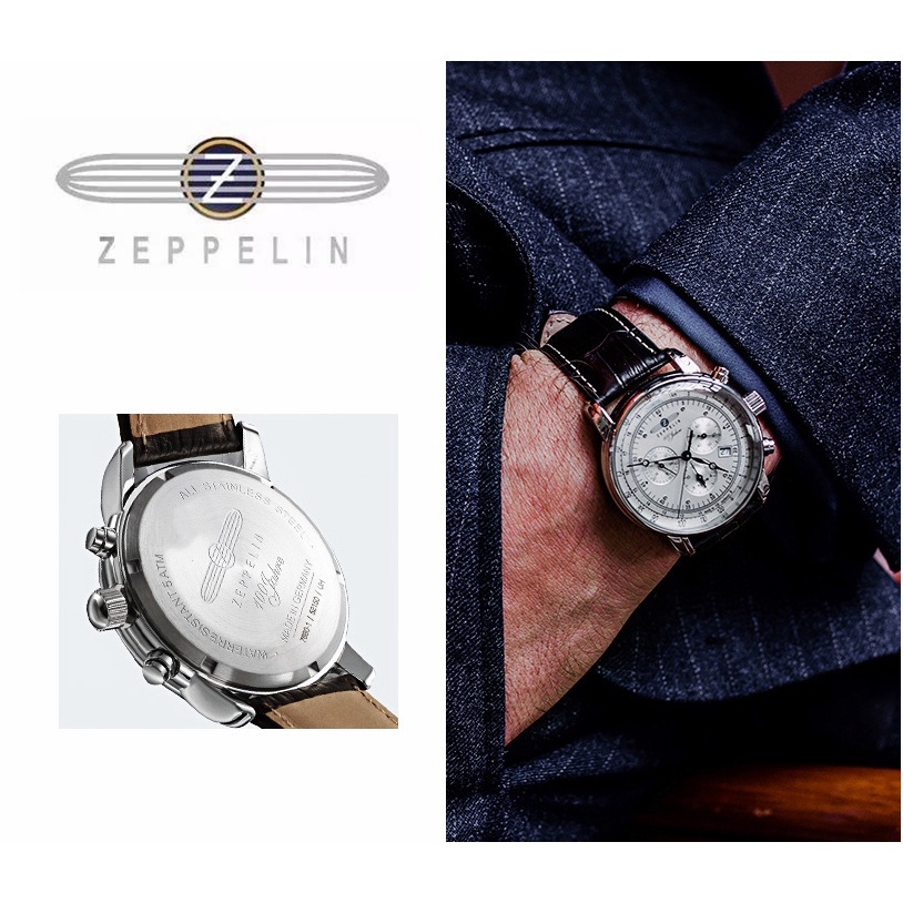 Zeppelin Airship นาฬิกาข้อมือแฟชั่นสําหรับผู้ชายหรูหราสไตล์ธุรกิจ