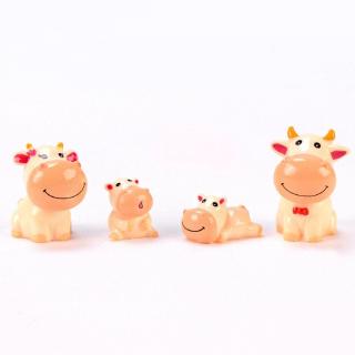 ตุ๊กตาวัวจิ๋ว สําหรับตกแต่งสวนบอนไซ แม่ วัว ลูกวัว 4 ชิ้น ต่อชุด