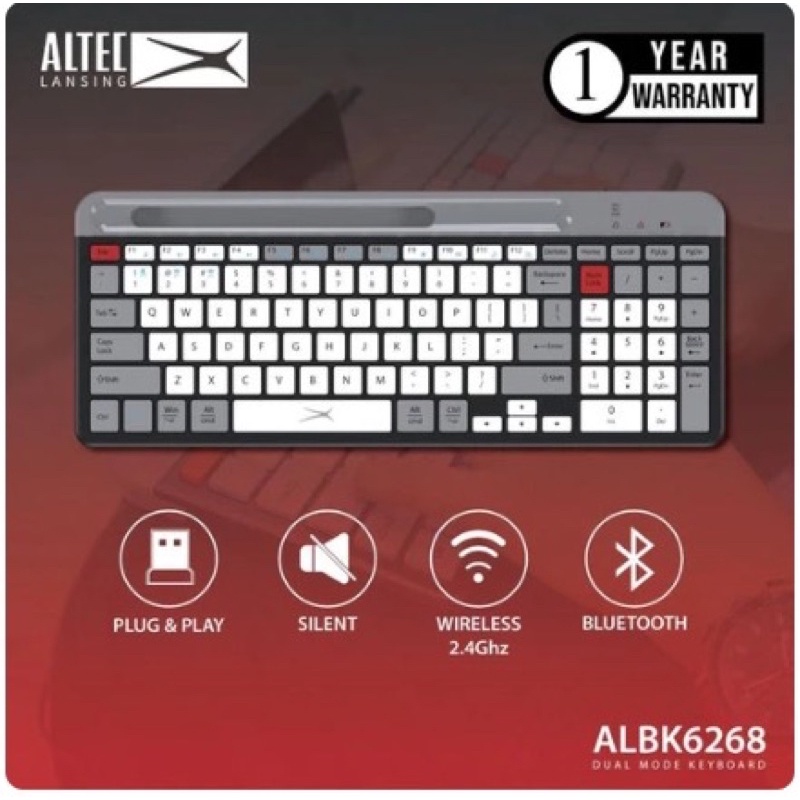 Keyboard Wireless ALBK6268 Altec lansing  didesain dengan semi mechanical ฟรีสติกเกอร์ภาษาไทย